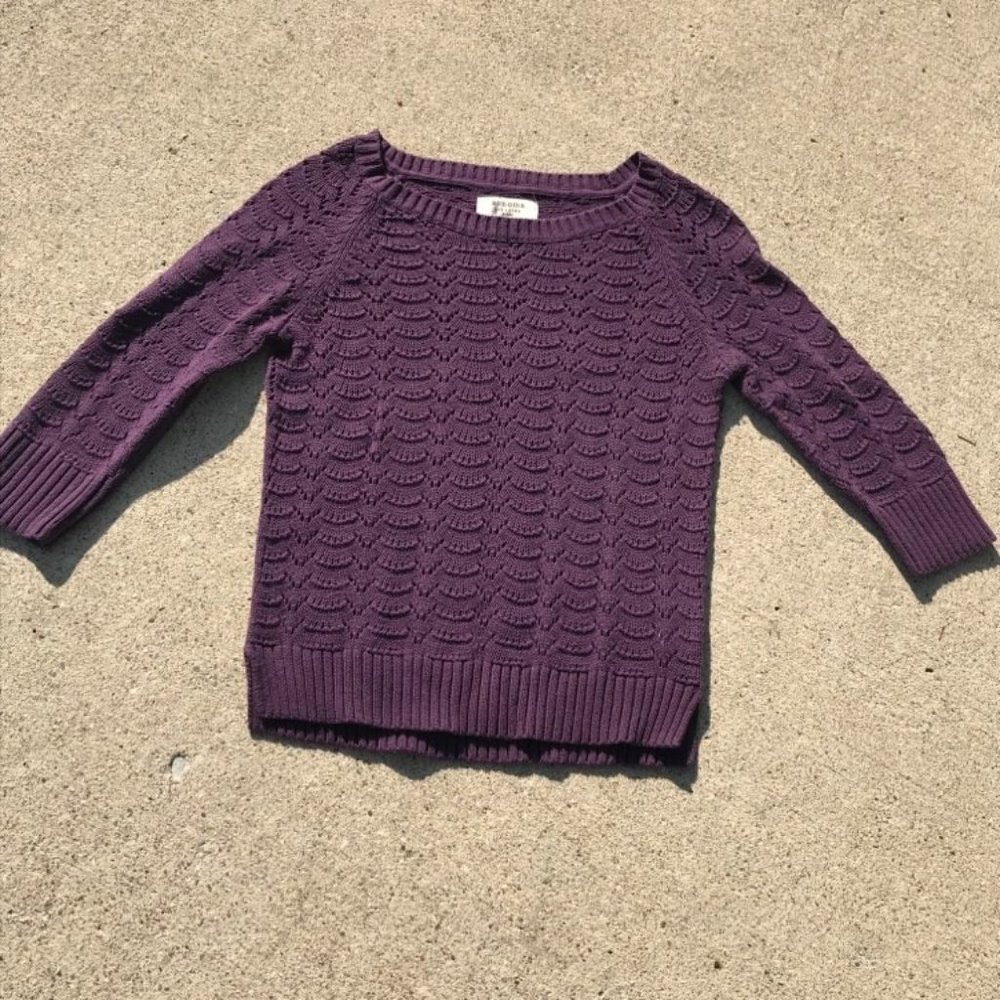 Sonoma Purple Open Knit Sweater Petite Small